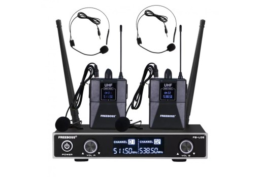 Sistema de Microfone Sem Fios FreeBoss FB-U35H2 com 2 Bodypacks